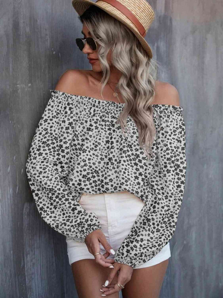 Off-Shoulder Long Sleeve Blouse | 1mrk.com