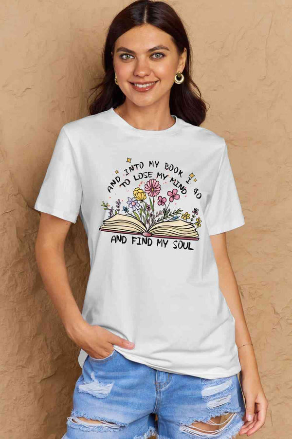 Simply Love Full Size Book & Flower Graphic Cotton Tee | 1mrk.com