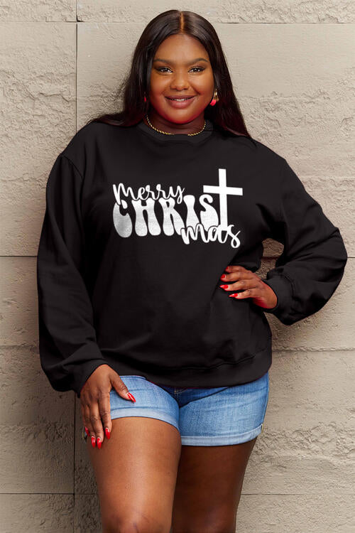 Simply Love Full Size MERRY CHRISTMAS Long Sleeve Sweatshirt |1mrk.com