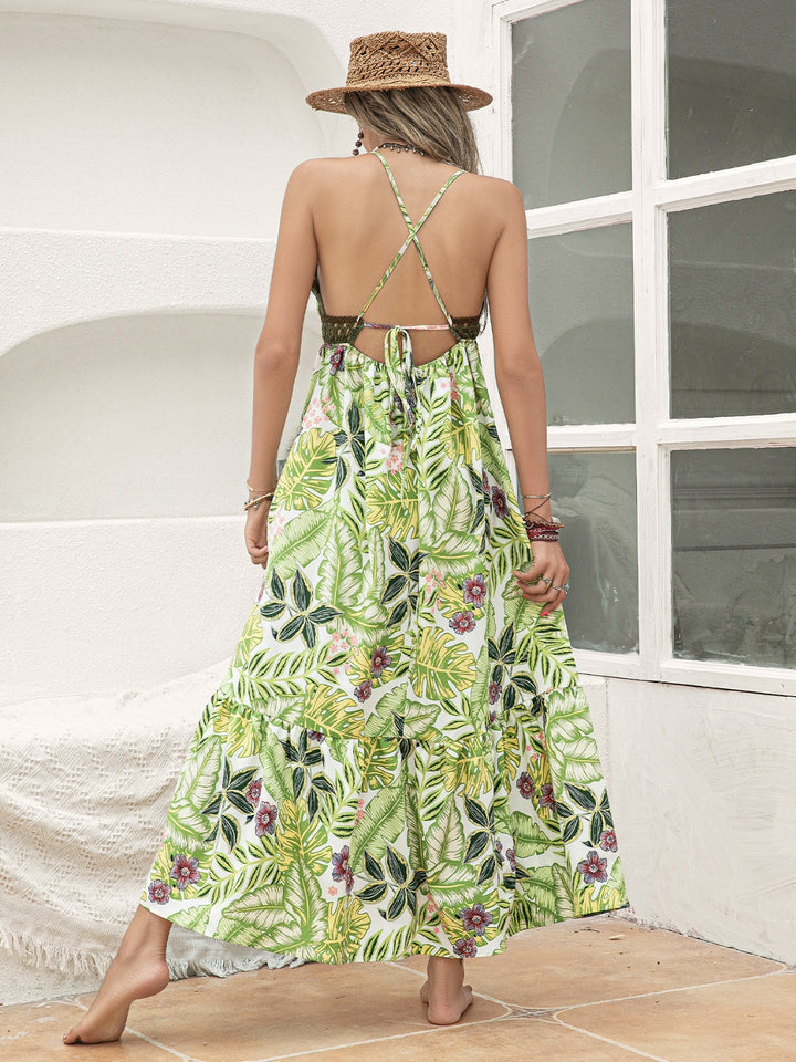 Backless Printed V-Neck Cami Dress | Trendsi