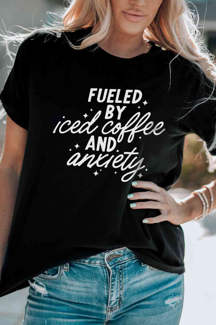 FUELED BY ICED COFFEE AND ANXIETY Graphic Tee | 1mrk.com