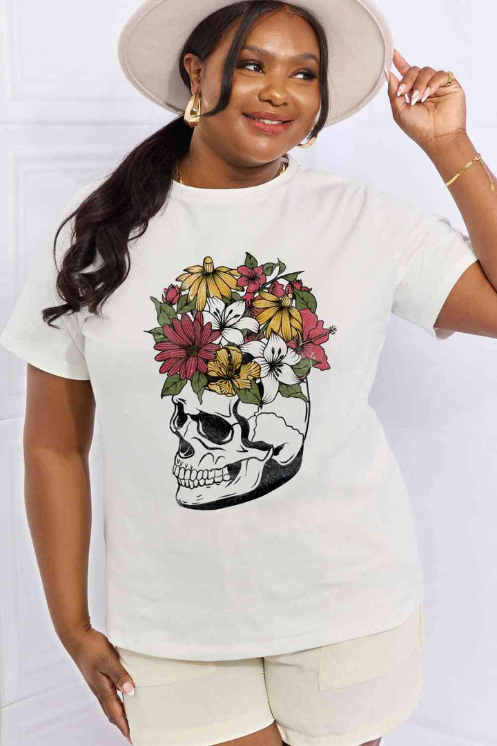 Simply Love Full Size Skull Graphic Cotton Tee | 1mrk.com