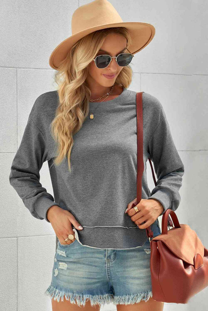 Side Slit Drop Shoulder Sweatshirt |1mrk.com