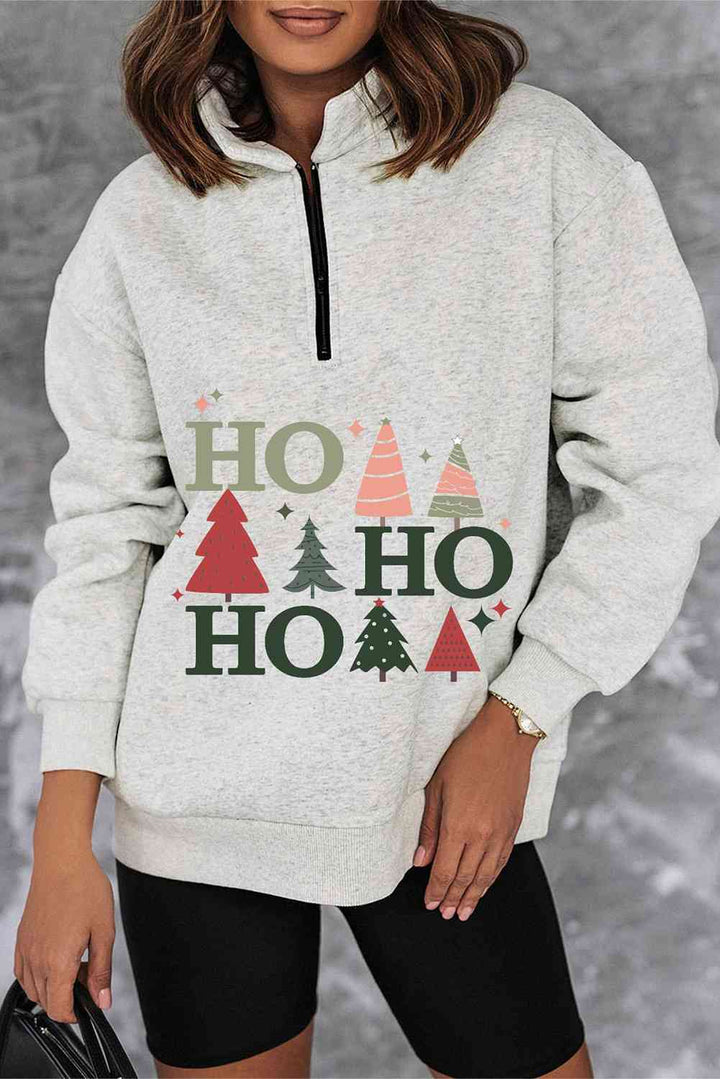 HO HO HO Christmas Tree Graphic Sweatshirt |1mrk.com