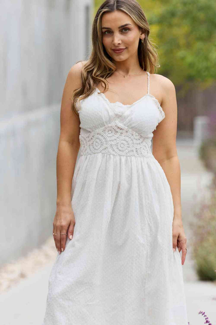 White Birch Full Size Lace Detail Sleeveless Lace Midi Dress | 1mrk.com