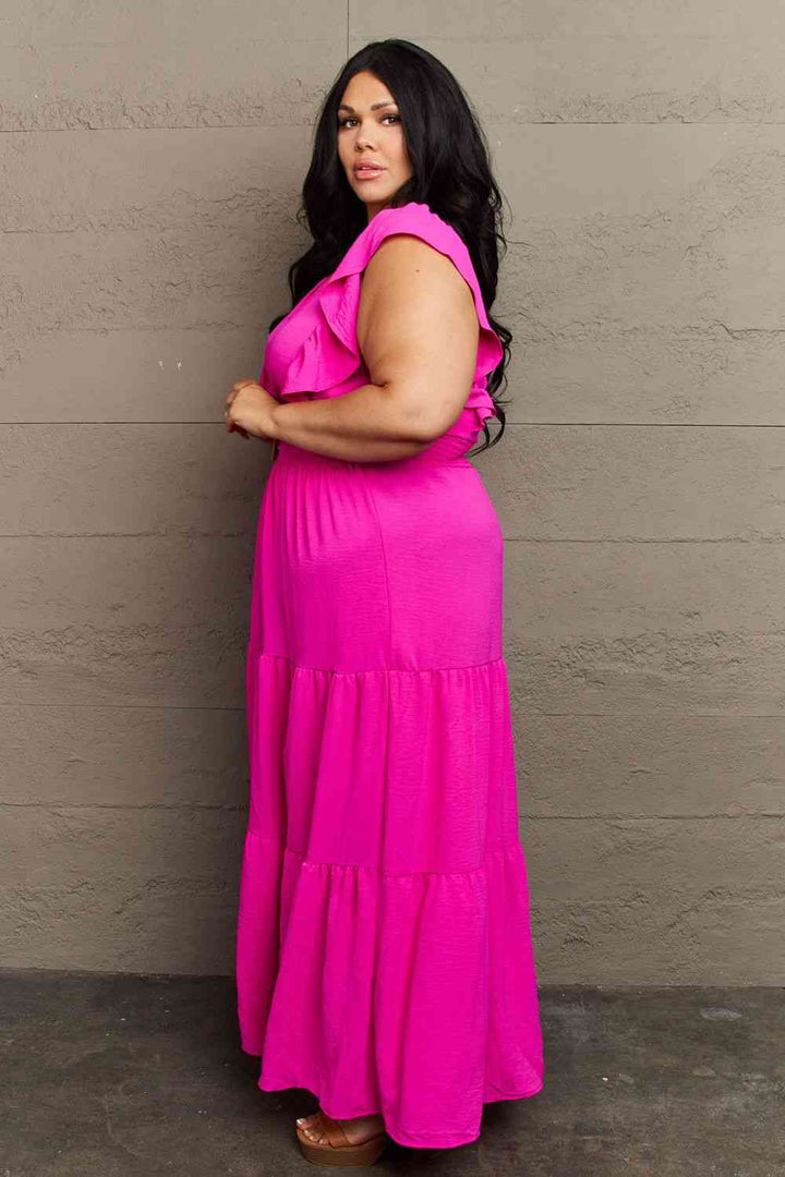 GeeGee Fancy Fizz Plus Size Tiered Side Slit Maxi Dress | 1mrk.com