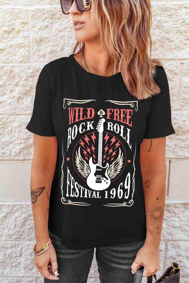 Guitar Graphic Cuffed T-Shirt | 1mrk.com