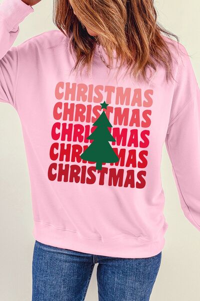 CHRISTMAS Round Neck Dropped Shoulder Sweatshirt | Trendsi