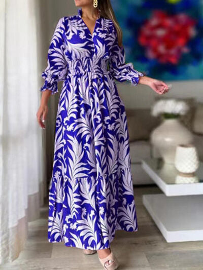 Printed Flounce Sleeve Maxi Dress | Trendsi