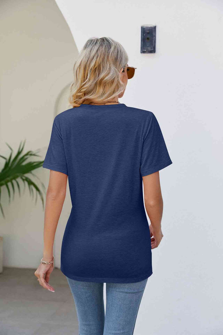 V-Neck Crisscross Short Sleeve Tee | 1mrk.com