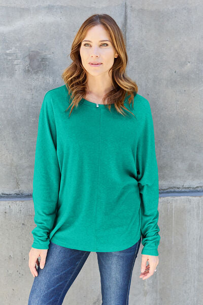 Double Take Full Size Round Neck Long Sleeve T-Shirt | 1mrk.com