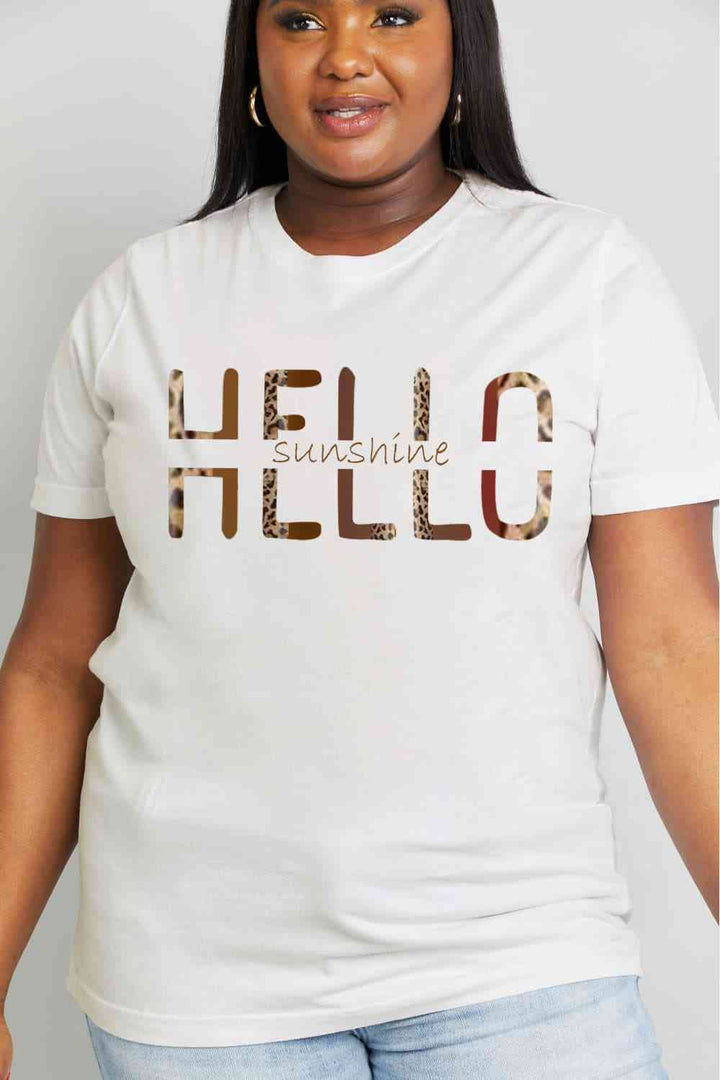 Simply Love Full Size HELLO SUNSHINE Graphic Cotton Tee | 1mrk.com