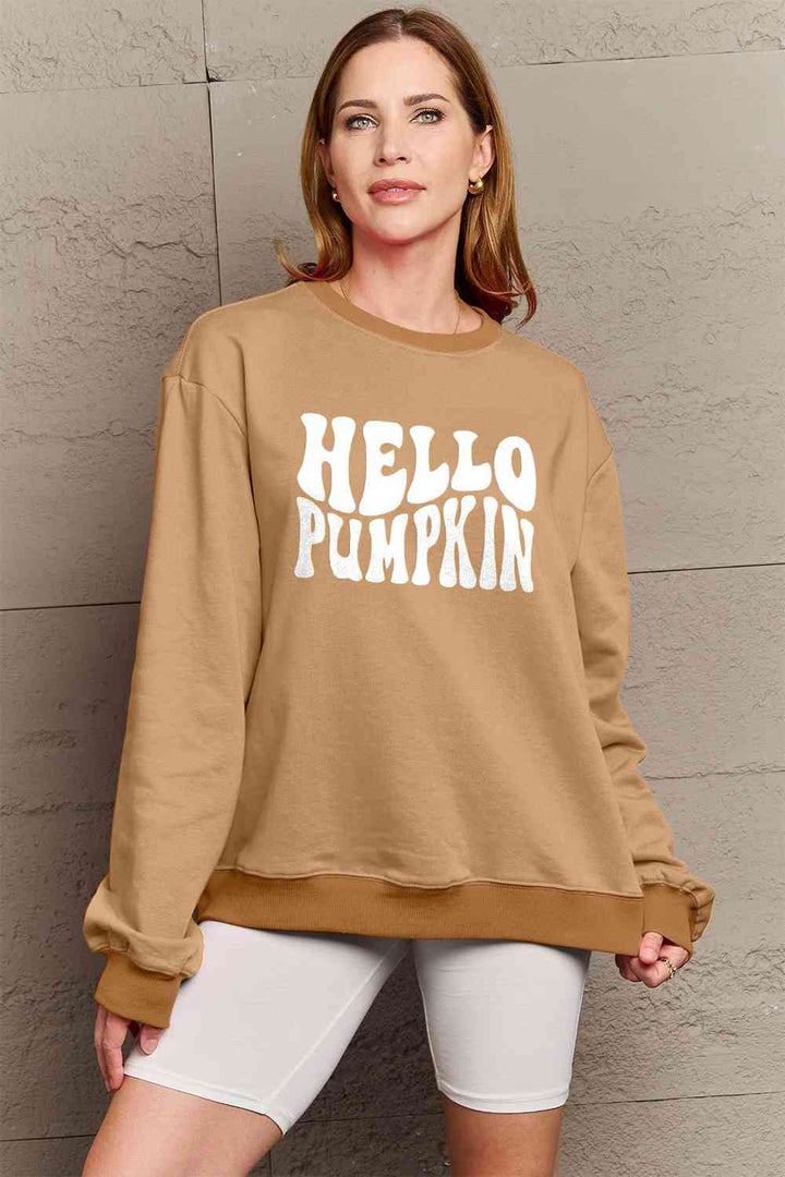 Simply Love Full Size HELLO PUMPKIN Graphic Sweatshirt |1mrk.com