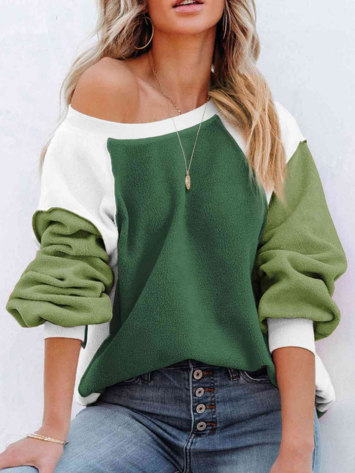 Color Block Exposed Seam Sweatshirt |1mrk.com