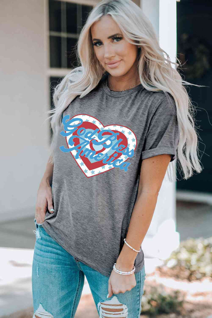 GOD BLESS AMERICA Heart Graphic T-Shirt | 1mrk.com