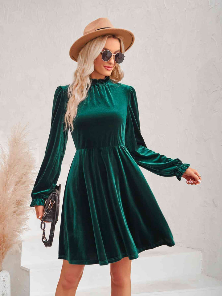 Long Flounce Sleeve A-Line Dress | 1mrk.com