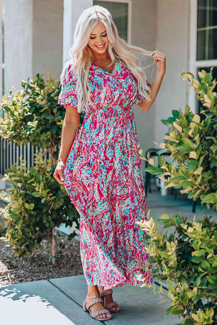 Multicolored V-Neck Maxi Dress |1mrk.com