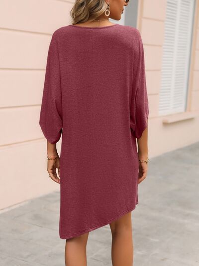 Round Neck Three-Quarter Sleeve Tee Dress | Trendsi