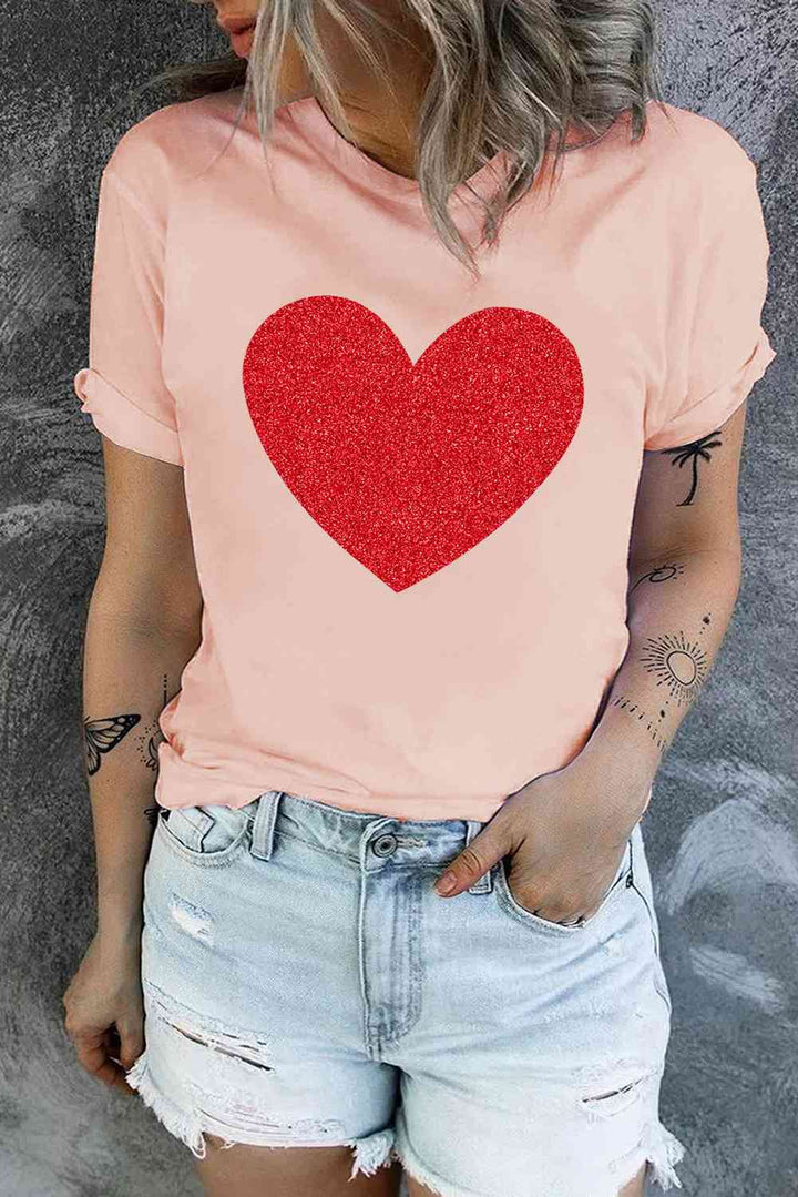 Glitter Heart Graphic T-Shirt | 1mrk.com