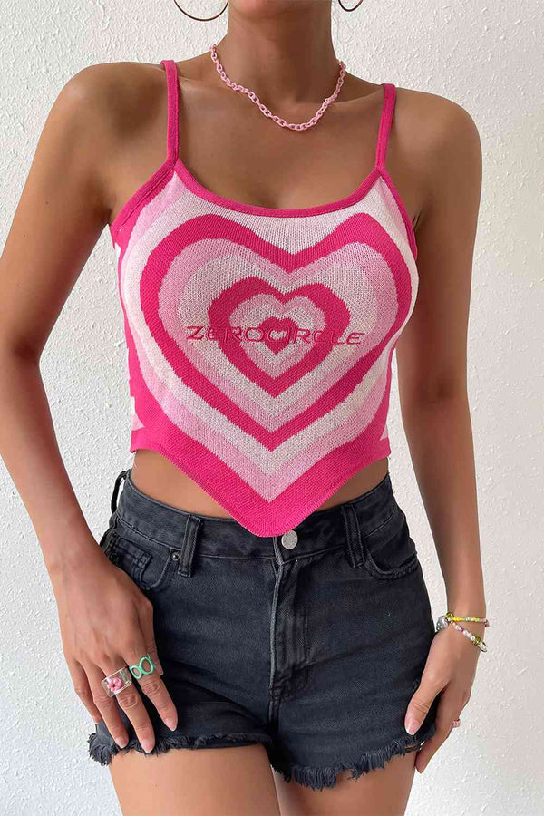 Heart Pattern Sleeveless Knit Top | 1mrk.com