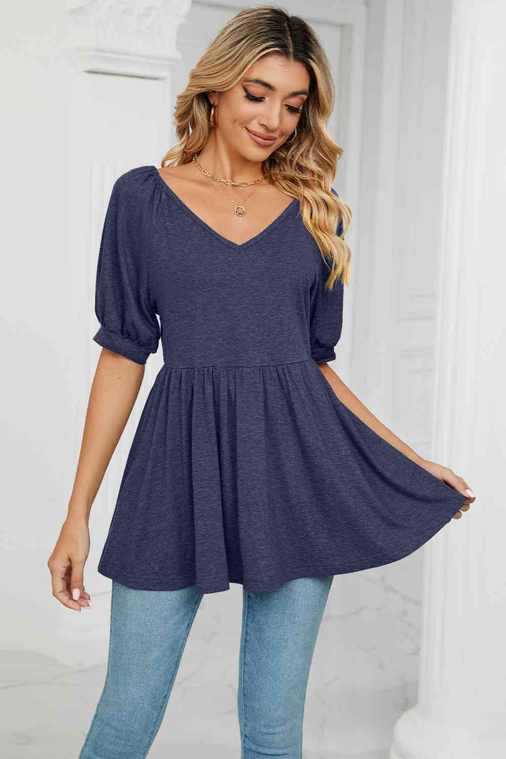 V-Neck Babydoll Top | 1mrk.com