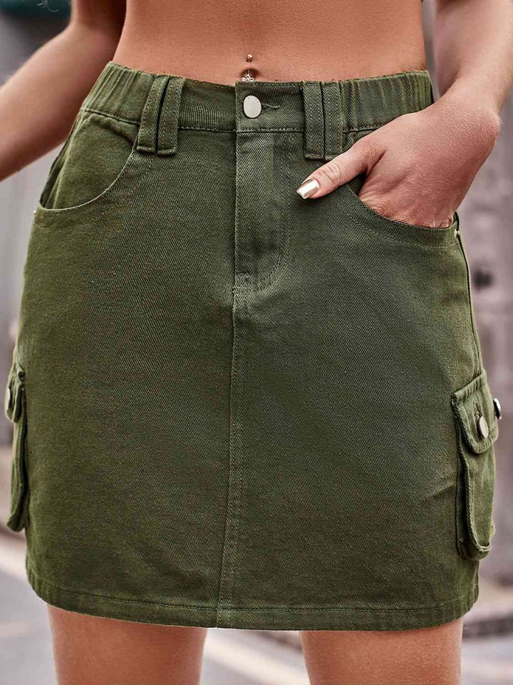 Denim Mini Skirt with Pockets | 1mrk.com