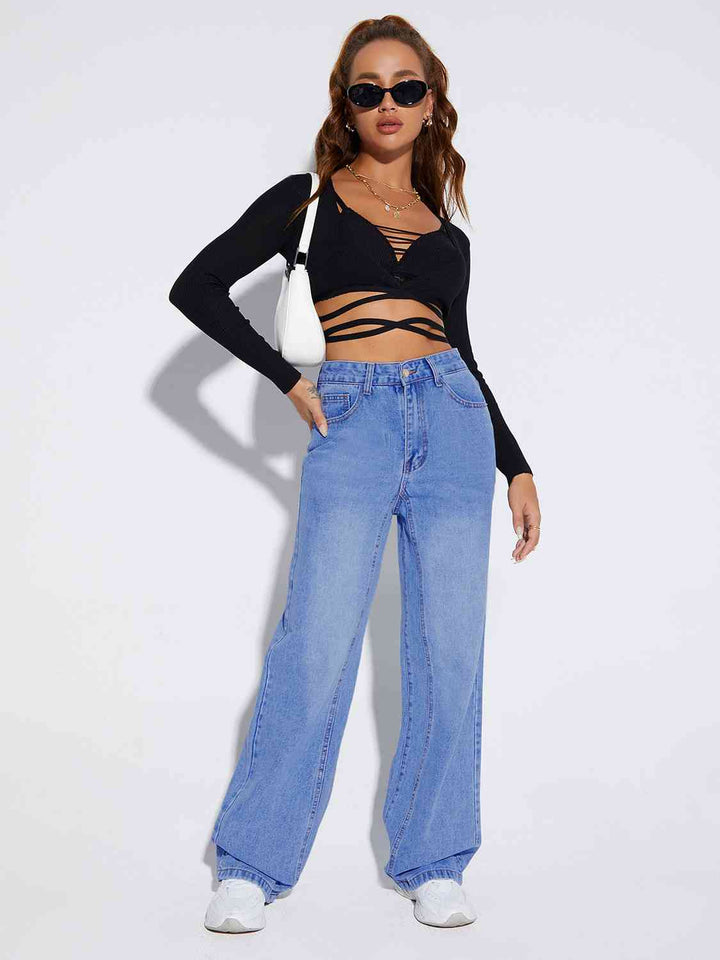 Buttoned Fly Long Jeans | 1mrk.com