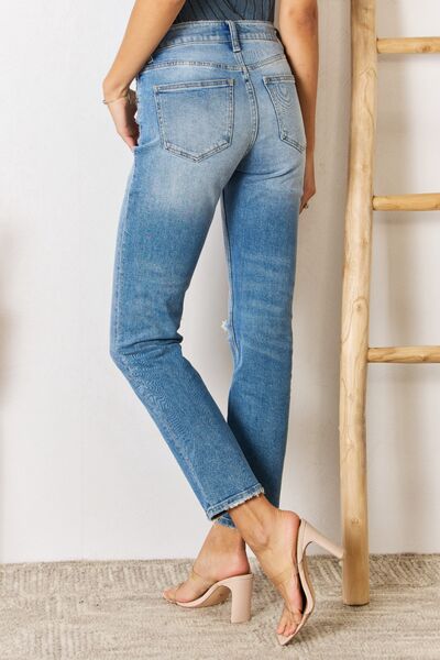 Kancan High Rise Distressed Slim Straight Jeans |1mrk.com