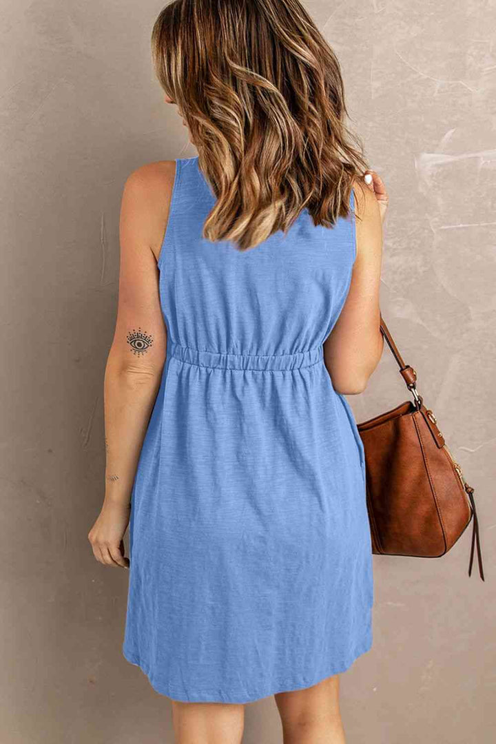 Sleeveless Button Down Mini Magic Dress | 1mrk.com