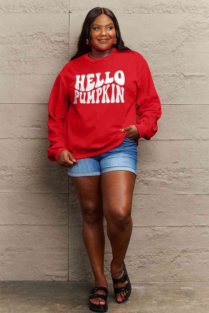 Simply Love Full Size HELLO PUMPKIN Graphic Sweatshirt |1mrk.com