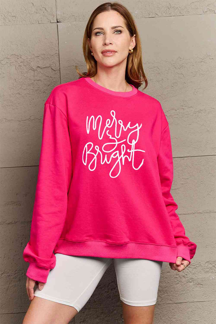 Simply Love Full Size MERRY AND BRIGHT Graphic Sweatshirt |1mrk.com