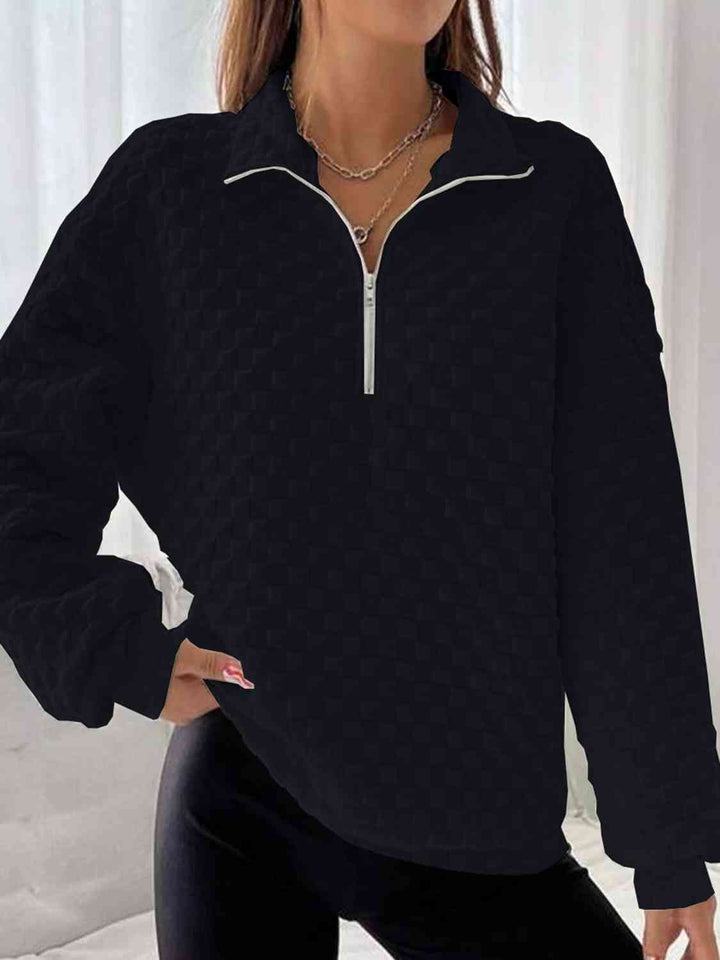 Half Zip Collared Neck Sweatshirt |1mrk.com