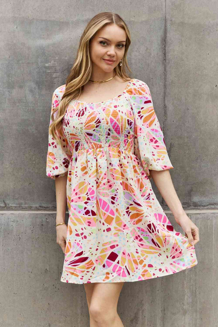ODDI Full Size Floral Print Mini Dress | 1mrk.com