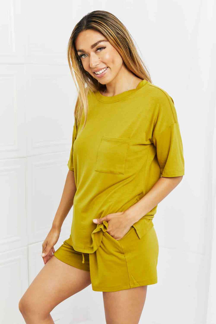 Zenana In The Moment Full Size Lounge Set in Olive Mustard | 1mrk.com