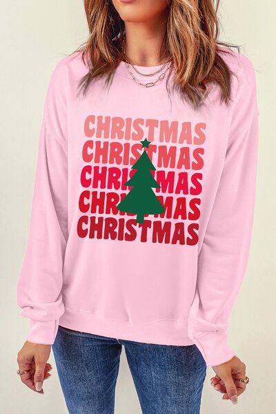 CHRISTMAS Round Neck Dropped Shoulder Sweatshirt | Trendsi