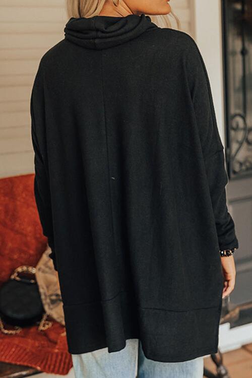 Cowl Neck Long Sleeve Slit Blouse | 1mrk.com