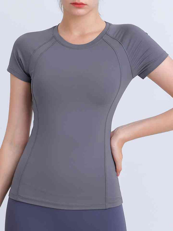 Round Neck Short Sleeve Active Top | 1mrk.com