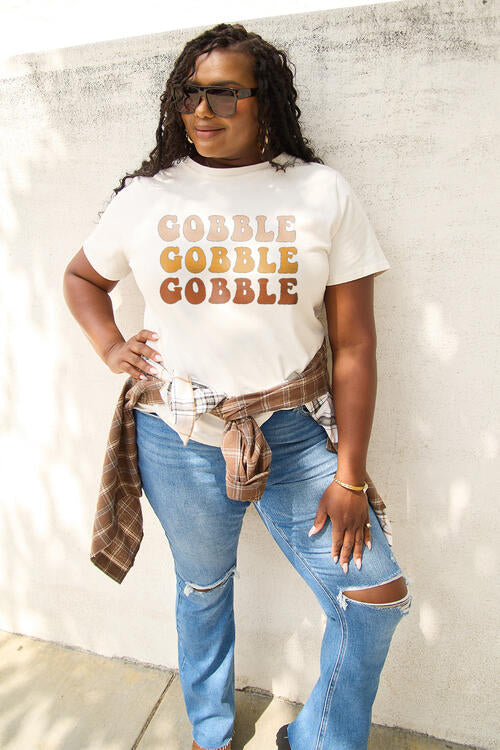 Simply Love Full Size GOBBLE Short Sleeve T-Shirt | 1mrk.com