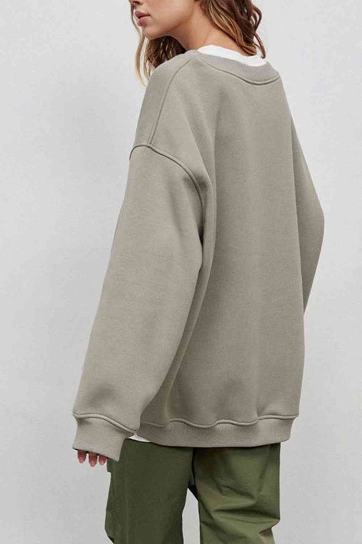 Oversize Round Neck Dropped Shoulder Sweatshirt |1mrk.com