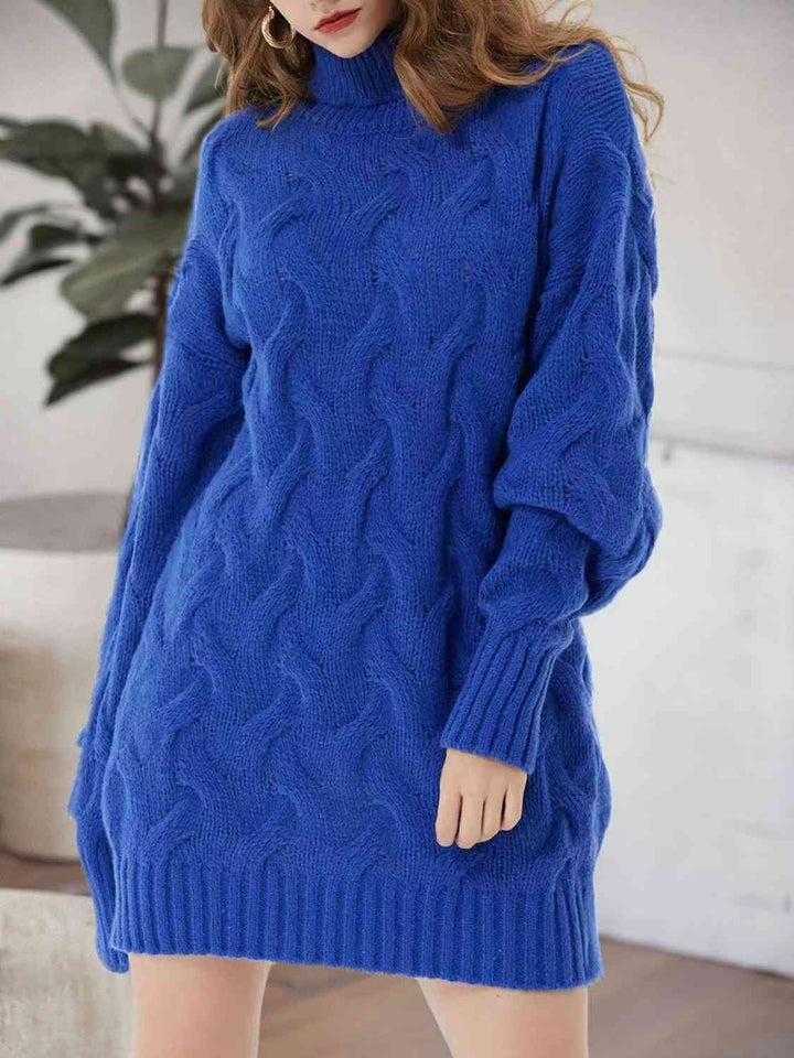 Cable-Knit Turtleneck Sweater Dress |1mrk.com