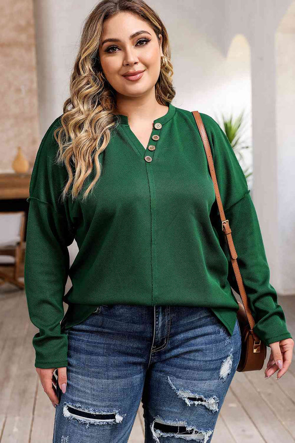 Plus Size Exposed Seam Slit Sweatshirt |1mrk.com