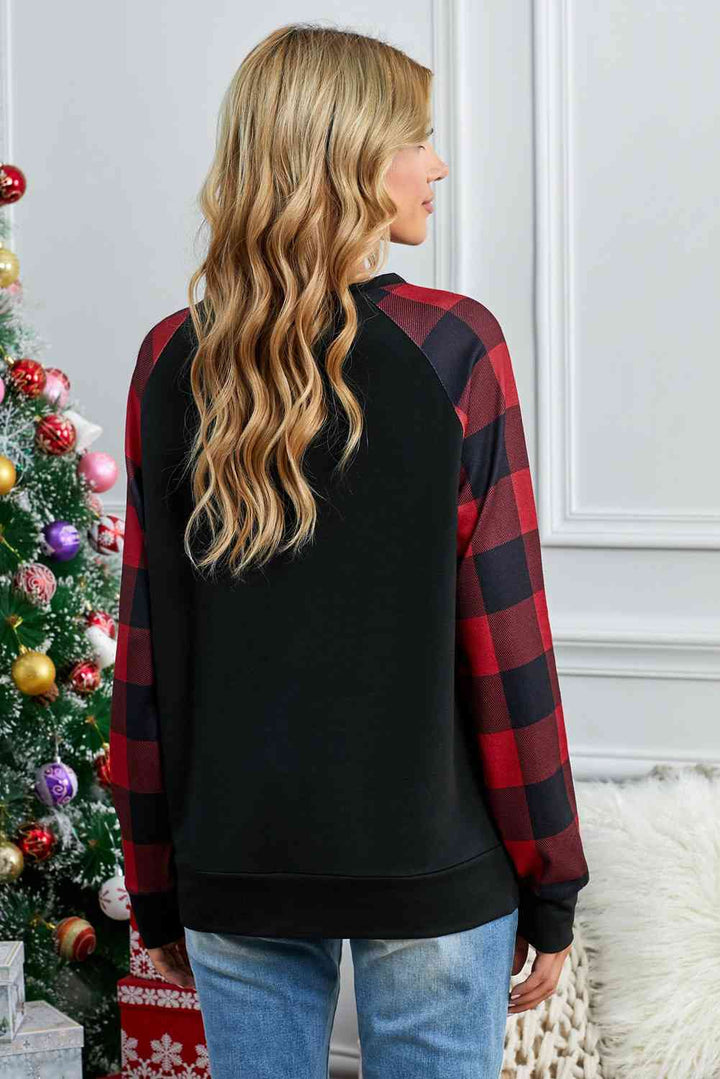 Christmas Buffalo Plaid Long Sleeve Sweatshirt |1mrk.com