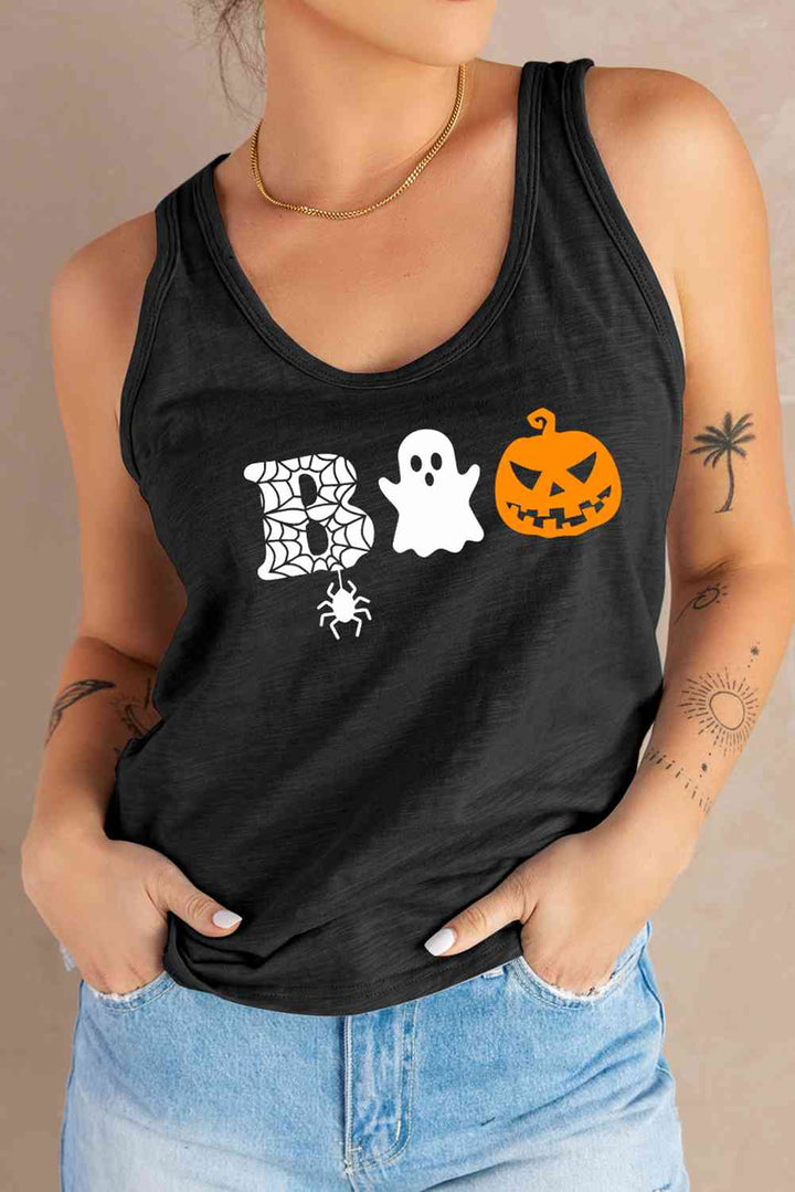 Round Neck BOO Graphic Tank Top | 1mrk.com