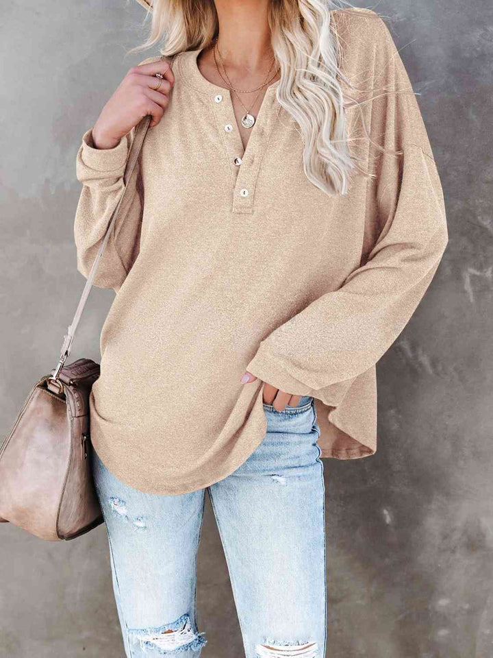 Buttoned Drop Shoulder Top | 1mrk.com