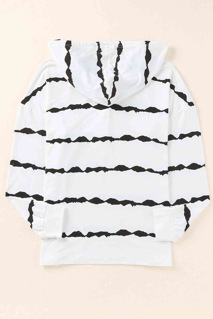 Striped Half-Button Drawstring Hoodie | 1mrk.com