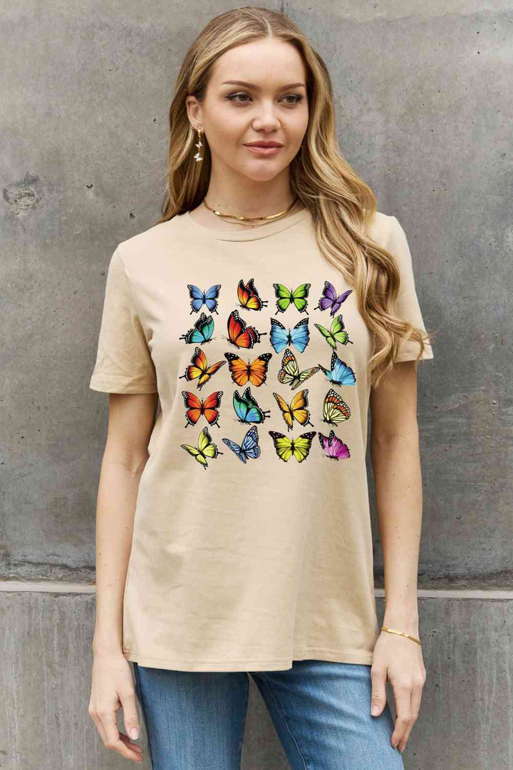 Simply Love Full Size Butterfly Graphic Cotton Tee | 1mrk.com