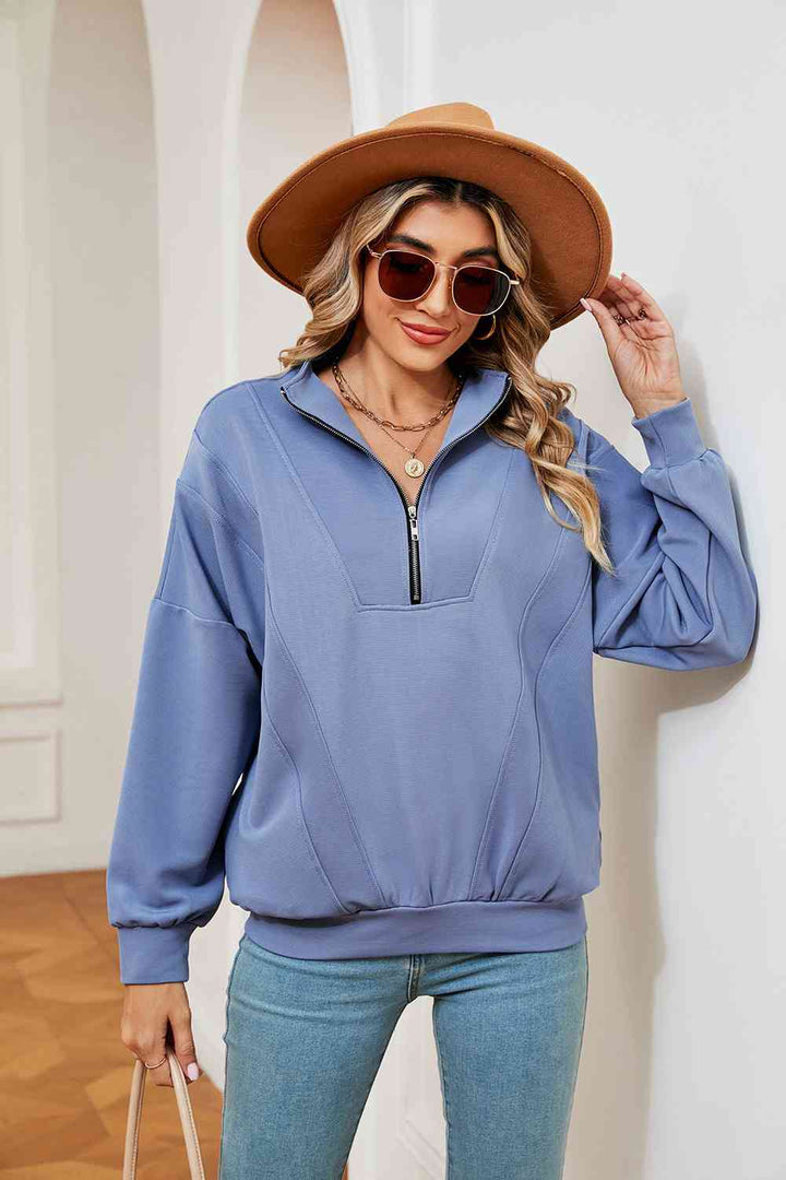 Half-Zip Dropped Shoulder Sweatshirt |1mrk.com