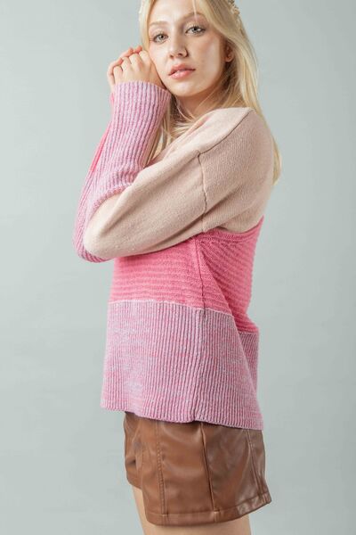 VERY J Color Block Long Sleeve Sweater |1mrk.com