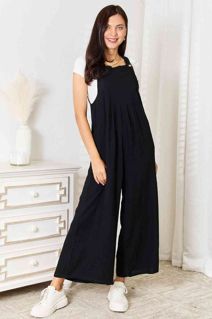 Double Take Full Size Wide Leg Overalls with Pockets | 1mrk.com