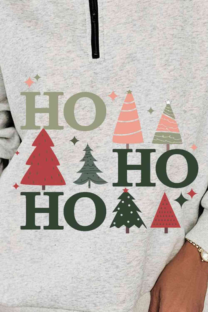 HO HO HO Christmas Tree Graphic Sweatshirt |1mrk.com